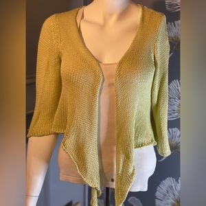 Wooden Ships Top/ CardiganV Neck Sweater Women’s Small/Medium Open Cotton Yellow